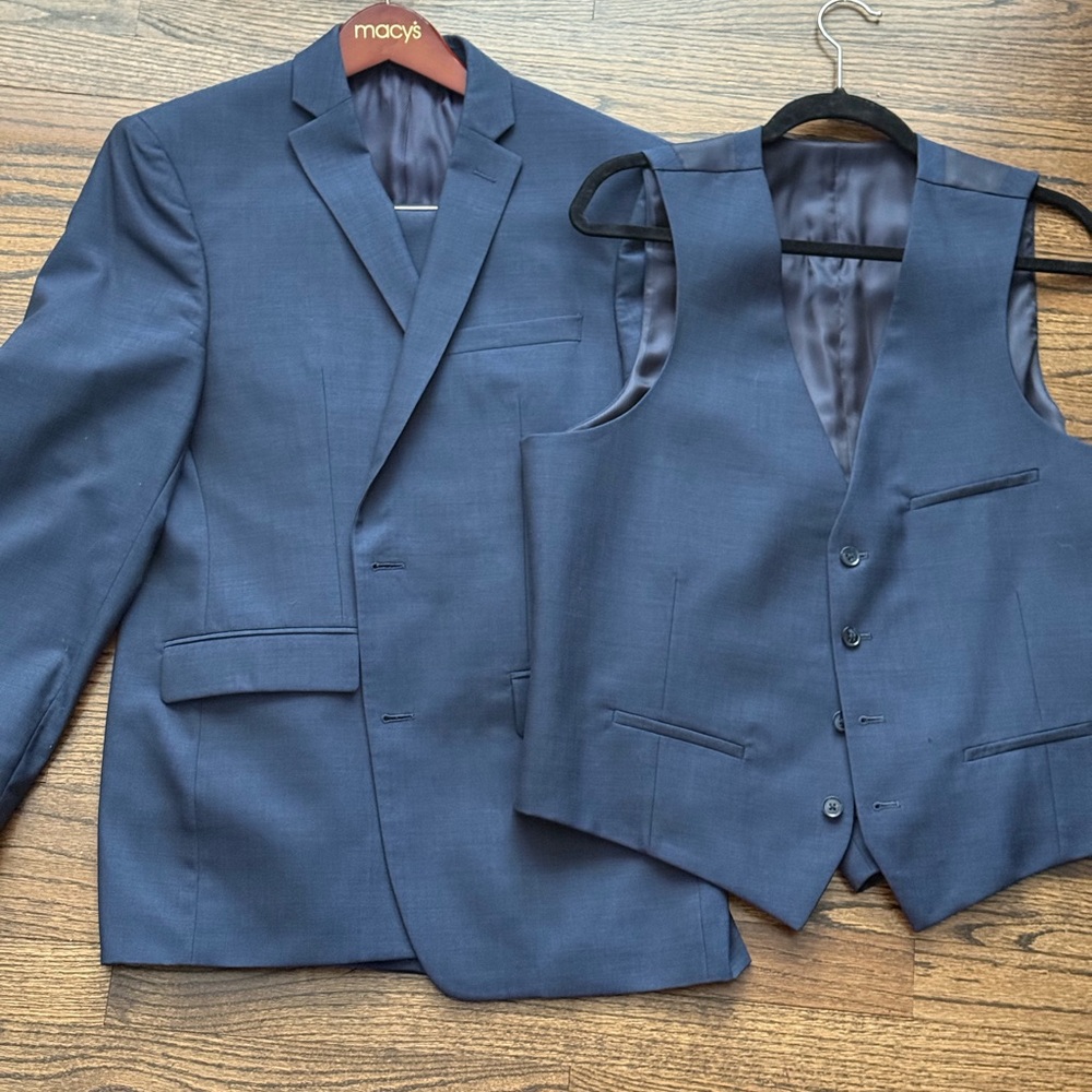 Men's Blue Bar III Three Piece Suit and Vest Set
